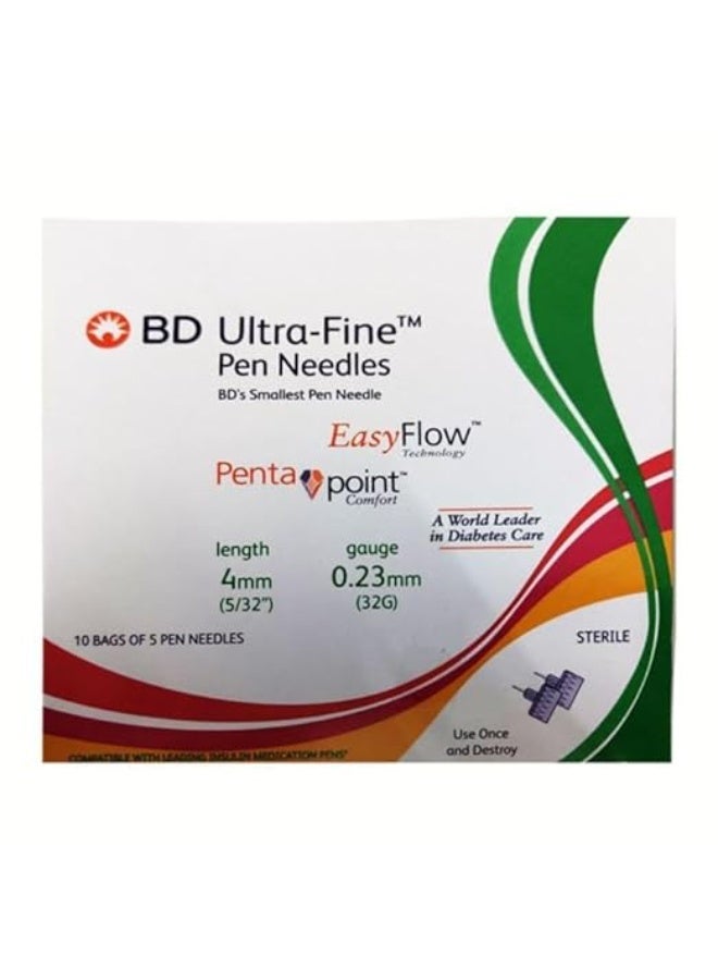 BD B&D Ultra-Fine Pen Needles 50 Count (32G X 4Mm) - Image 1